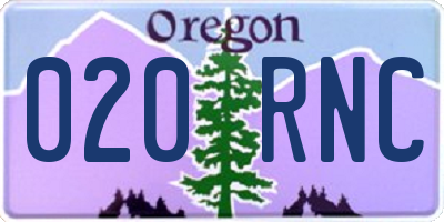 OR license plate 020RNC