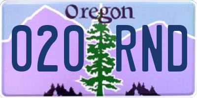 OR license plate 020RND