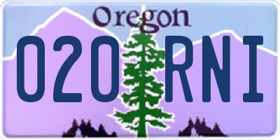 OR license plate 020RNI