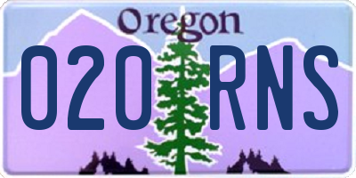 OR license plate 020RNS