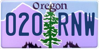 OR license plate 020RNW