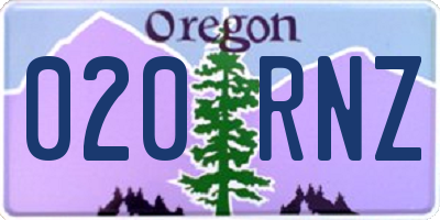 OR license plate 020RNZ