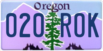 OR license plate 020ROK
