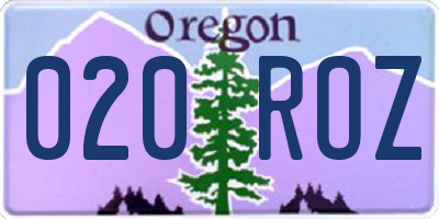 OR license plate 020ROZ