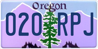 OR license plate 020RPJ