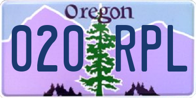 OR license plate 020RPL