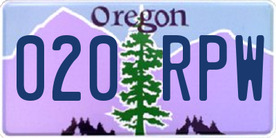 OR license plate 020RPW