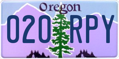 OR license plate 020RPY