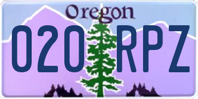 OR license plate 020RPZ