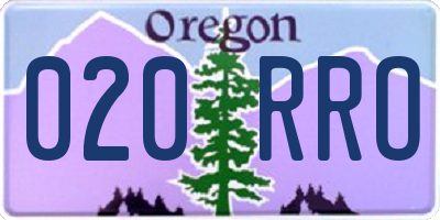 OR license plate 020RRO