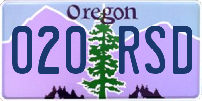 OR license plate 020RSD