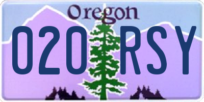OR license plate 020RSY