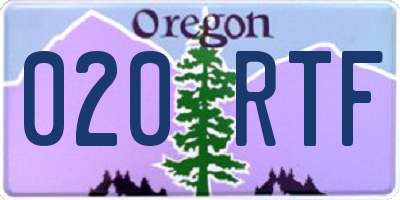 OR license plate 020RTF