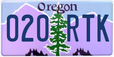 OR license plate 020RTK