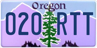 OR license plate 020RTT