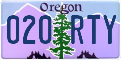 OR license plate 020RTY