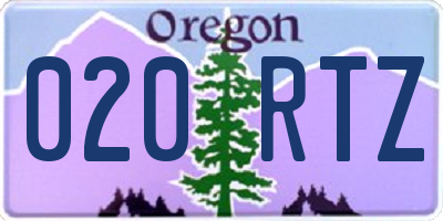 OR license plate 020RTZ