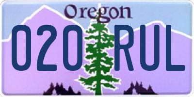 OR license plate 020RUL