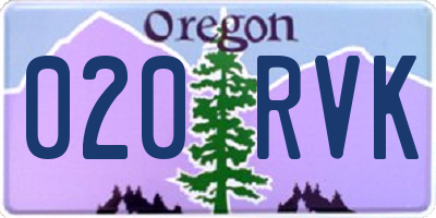 OR license plate 020RVK