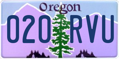 OR license plate 020RVU