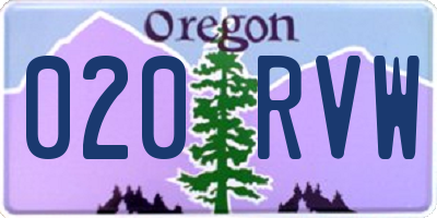 OR license plate 020RVW