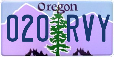 OR license plate 020RVY