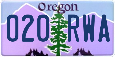 OR license plate 020RWA