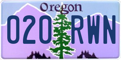 OR license plate 020RWN
