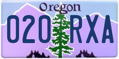 OR license plate 020RXA