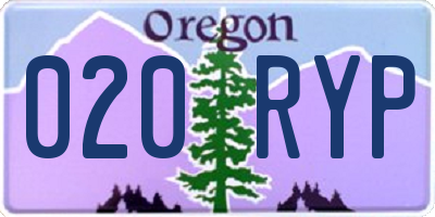 OR license plate 020RYP