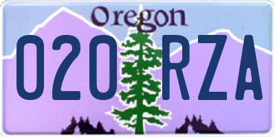 OR license plate 020RZA