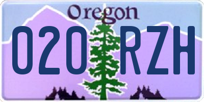 OR license plate 020RZH