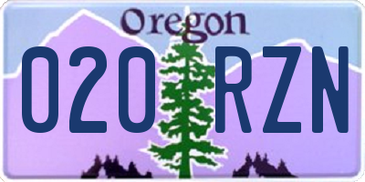OR license plate 020RZN