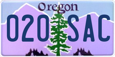OR license plate 020SAC