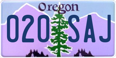 OR license plate 020SAJ