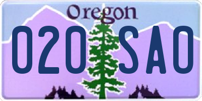 OR license plate 020SAO
