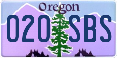 OR license plate 020SBS