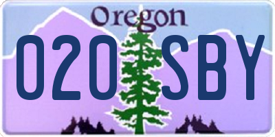 OR license plate 020SBY