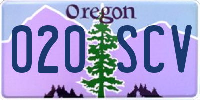 OR license plate 020SCV