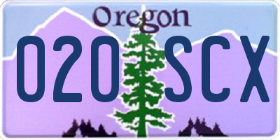 OR license plate 020SCX