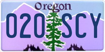 OR license plate 020SCY