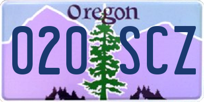OR license plate 020SCZ