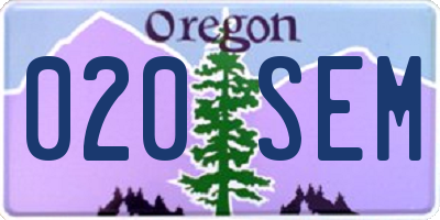 OR license plate 020SEM