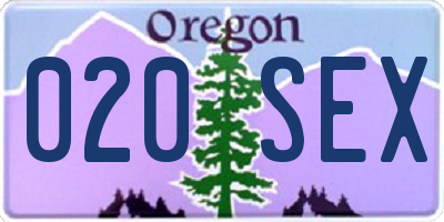 OR license plate 020SEX