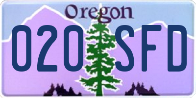 OR license plate 020SFD