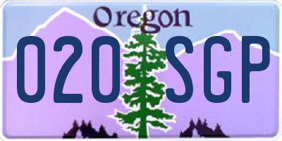 OR license plate 020SGP