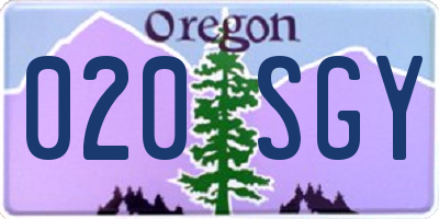 OR license plate 020SGY