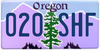 OR license plate 020SHF