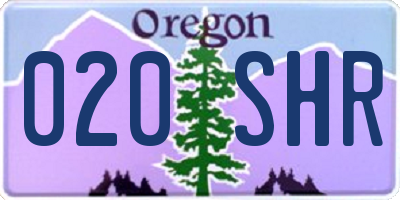 OR license plate 020SHR
