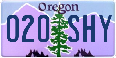 OR license plate 020SHY